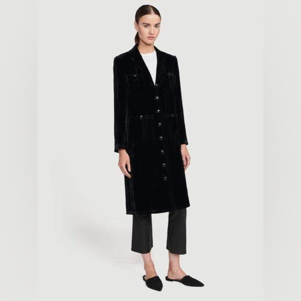 New Frame elegant Black Velvet Long Coat Sz4 MSRP:$895